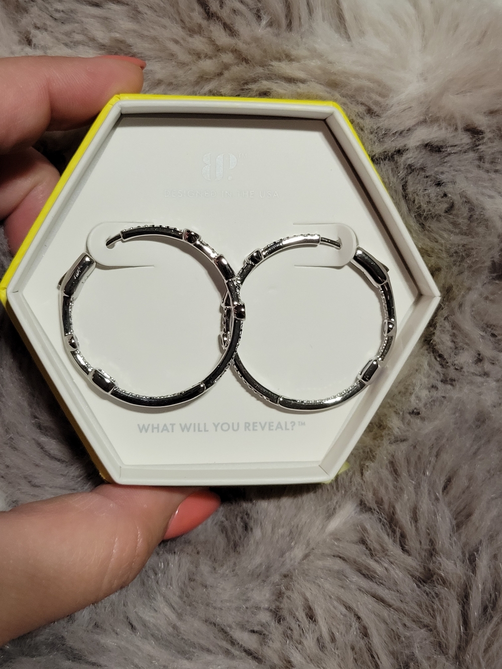 Rare Unicorn Purple Gem Hoop Earrings - Women's Silver Tone - Picture 2 of 3